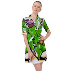 Parrot Hat Cartoon Captain Belted Shirt Dress by Sarkoni