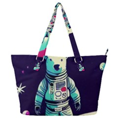 Bear Astronaut Futuristic Full Print Shoulder Bag by Bedest