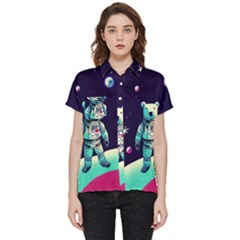 Bear Astronaut Futuristic Short Sleeve Pocket Shirt by Bedest