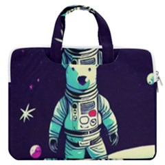 Bear Astronaut Futuristic Macbook Pro 16  Double Pocket Laptop Bag  by Bedest