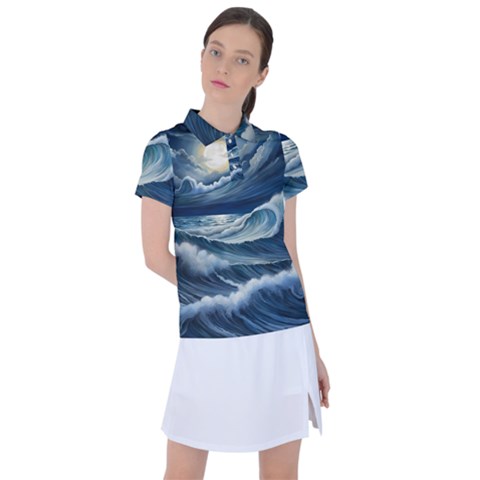 Waves Storm Sea Women s Polo T-shirt by Bedest