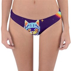 Cat Astronaut Space Retro Universe Reversible Hipster Bikini Bottoms by Bedest