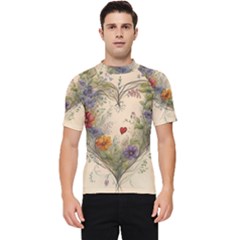 Heart Flowers Plant Men s Short Sleeve Rash Guard by Bedest