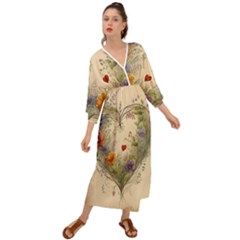 Heart Flowers Plant Grecian Style  Maxi Dress by Bedest