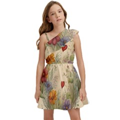 Heart Flowers Plant Kids  One Shoulder Party Dress by Bedest