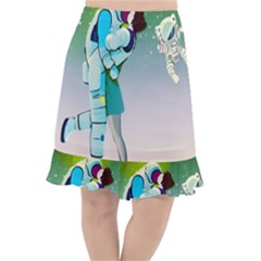 Astronaut Cat Retro Cute Alien Fishtail Chiffon Skirt by Bedest