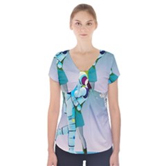 Astronaut Kiss Space Baby Short Sleeve Front Detail Top by Bedest