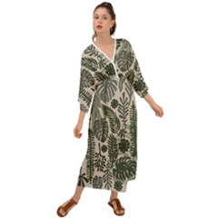 Plants Leaves Boho Botany Foliage Grecian Style  Maxi Dress by Bedest