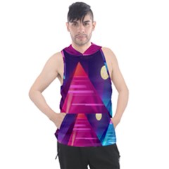 Egyptian Pyramids Night Landscape Cartoon Men s Sleeveless Hoodie by Ndabl3x