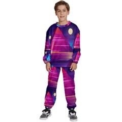 Egyptian Pyramids Night Landscape Cartoon Kids  Sweatshirt Set by Ndabl3x