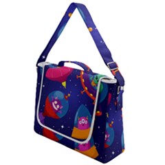 Cartoon Funny Aliens With Ufo Duck Starry Sky Set Box Up Messenger Bag by Ndabl3x