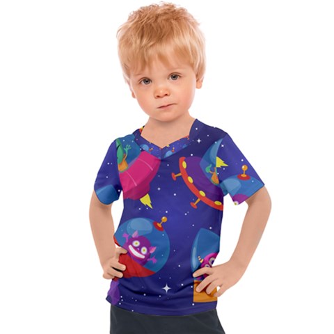 Cartoon Funny Aliens With Ufo Duck Starry Sky Set Kids  Sports T-shirt by Ndabl3x