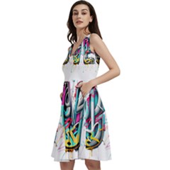 Graffiti Love Sleeveless V-neck Skater Dress With Pockets by essentialimage