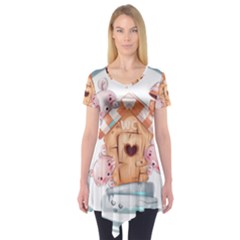 House Pet Animal Cute Short Sleeve Tunic  by Sarkoni