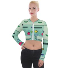 Adventure Time Bmo Beemo Green Long Sleeve Cropped Velvet Jacket by Bedest