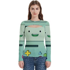 Adventure Time Bmo Beemo Green Women s Cut Out Long Sleeve T-shirt by Bedest