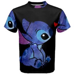 Stitch Love Cartoon Cute Space Men s Cotton T-shirt by Bedest