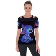 Stitch Love Cartoon Cute Space Shoulder Cut Out Short Sleeve Top by Bedest