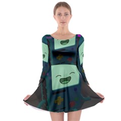 Bmo In Space  Adventure Time Beemo Cute Gameboy Long Sleeve Skater Dress by Bedest