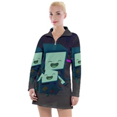 Bmo In Space  Adventure Time Beemo Cute Gameboy Women s Long Sleeve Casual Dress by Bedest