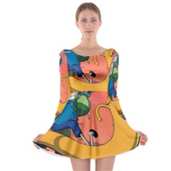 Finn And Jake Adventure Time Bmo Cartoon Long Sleeve Skater Dress by Bedest