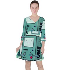 Adventure Time Bmo Quarter Sleeve Ruffle Waist Dress by Bedest