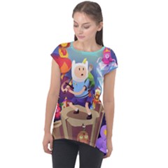 Cartoon Adventure Time Finn Princess Bubblegum Lumpy Space Cap Sleeve High Low Top by Bedest