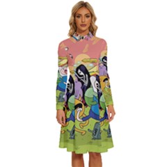 Adventure Time Finn  Jake Long Sleeve Shirt Collar A-line Dress by Bedest