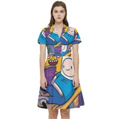 Adventure Time Finn  Jake Marceline Short Sleeve Waist Detail Dress by Bedest