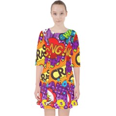 Crash Bang Adventure Time Art Boom Graffiti Quarter Sleeve Pocket Dress by Bedest