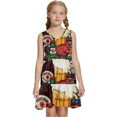 Graffiti Go Art Kids  Sleeveless Tiered Mini Dress by Bedest