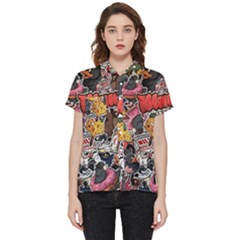 Stickerbomb Crazy Graffiti Graphite Monster Short Sleeve Pocket Shirt by Bedest