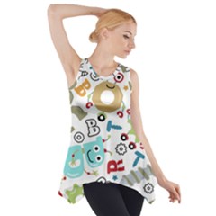 Seamless Pattern Vector With Funny Robots Cartoon Side Drop Tank Tunic by Hannah976