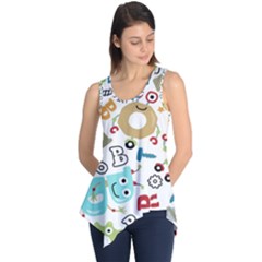 Seamless Pattern Vector With Funny Robots Cartoon Sleeveless Tunic by Hannah976