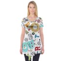 Seamless Pattern Vector With Funny Robots Cartoon Short Sleeve Tunic  View1