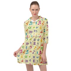 Seamless Pattern Musical Note Doodle Symbol Mini Skater Shirt Dress by Hannah976