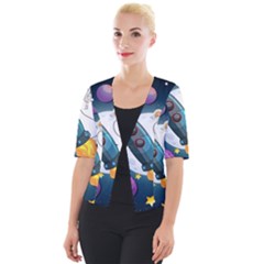 Spaceship Astronaut Space Cropped Button Cardigan by Hannah976