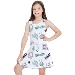 Music Themed Doodle Seamless Background Kids  Lightweight Sleeveless Dress by Hannah976