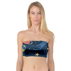 Seamless Pattern With Funny Aliens Cat Galaxy Bandeau Top by Hannah976