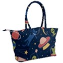 Seamless Pattern With Funny Aliens Cat Galaxy Canvas Shoulder Bag View2