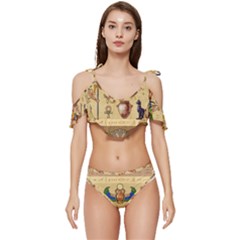 Egypt Horizontal Illustration Ruffle Edge Tie Up Bikini Set	 by Hannah976