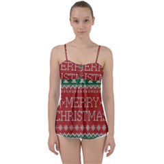 Merry Christmas  Pattern Babydoll Tankini Top by artworkshop