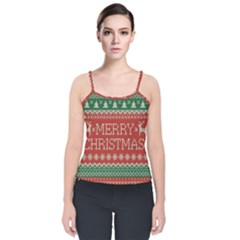 Merry Christmas  Pattern Velvet Spaghetti Strap Top by artworkshop