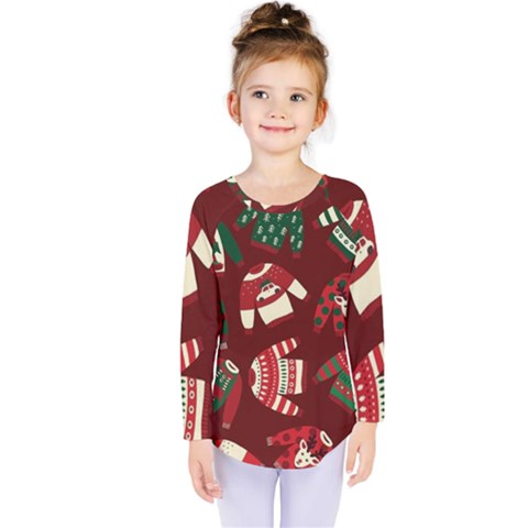 Ugly Sweater Wrapping Paper Kids  Long Sleeve T-shirt by artworkshop