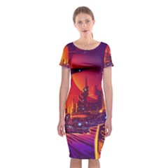 Far Future Human Colonization Classic Short Sleeve Midi Dress by Hannah976