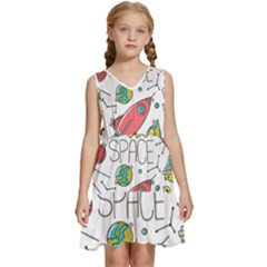 Space Cosmos Seamless Pattern Seamless Pattern Doodle Style Kids  Sleeveless Tiered Mini Dress by Hannah976