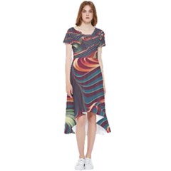 Dessert Storm Wave  pattern  High Low Boho Dress by coffeus