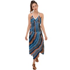 Dessert Waves  pattern  All Over Print Design Halter Tie Back Dress  by coffeus