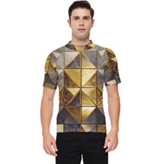 Golden Mosaic Tiles  Men s Short Sleeve Rash Guard by essentialimage365