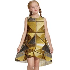 Golden Mosaic Tiles  Kids  Frill Swing Dress by essentialimage365